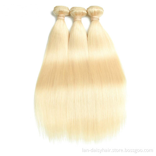 Lan-Daisy Blonde 613 Color 6-26 Inch  Brazilian Straight Hair Bundle Human Hair Remy Brazilian Hair Weave Bundles